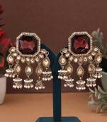Brown color kundan earrings