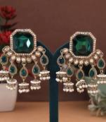 Green color kundan earrings