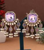 Light purple color kundan earrings