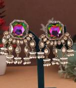 Rainbow color kundan earrings