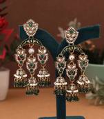Green color kundan earrings