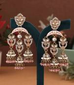 Pink color kundan earrings