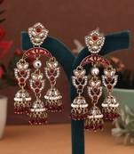Maroon color kundan earrings
