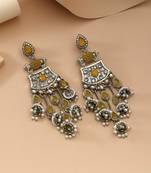 Yellow color kundan earrings