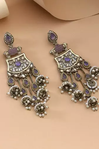 Light purple color kundan earrings