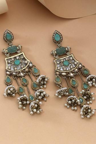Light green color kundan earrings