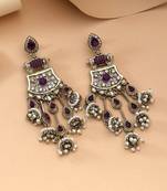 Purple color kundan earrings