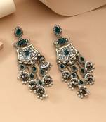 Rama green color kundan earrings