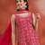 Red color embroideried faux georgette semi stitched salwar suit