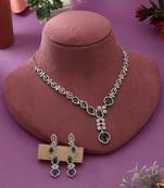 Green color american diamond necklace set