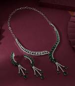 Green color american diamond necklace set
