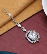 Silver color american diamond maang tikka