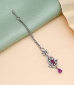 Rani color american diamond maang tikka