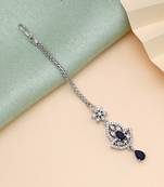 Navy blue color american diamond maang tikka