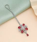 Rani color american diamond maang tikka