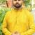 Men   s heavy rayon yellow chikan work kurta with cotton pyjama