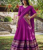 Raani pink Chanderi Plain Chaniya Choli with Rich Zari Weaving- Full Stitched Free Size