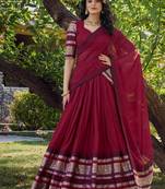 Red Chanderi Plain Chaniya Choli with Rich Zari Weaving - Full Stitched Free Size