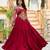 Reyon Embroidered & Printed Semi-Stitched Gown with Dupatta     Maroon | Up to 42 Size | 56" Length