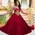Reyon Embroidered & Printed Semi-Stitched Gown with Dupatta     Maroon | Up to 42 Size | 56" Length