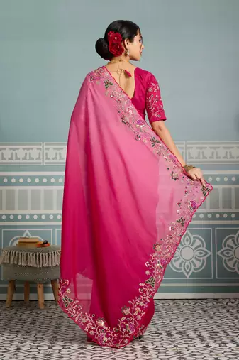 catching olive green embroidered frendy net party wear saree with blouse