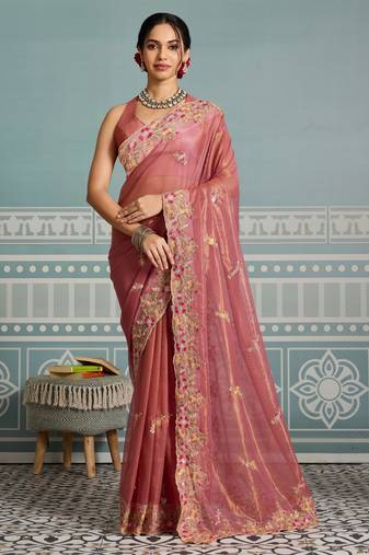 fetching lavender embroidered frendy net wedding saree with blouse