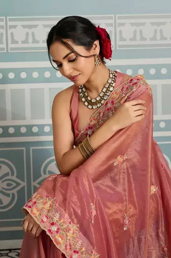 fetching lavender embroidered frendy net wedding saree with blouse