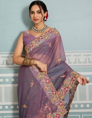 glamourous mustard embroidered black rangoli silk blend party wear saree with blouse 2