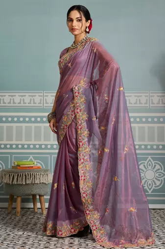 glamourous mustard embroidered black rangoli silk blend party wear saree with blouse