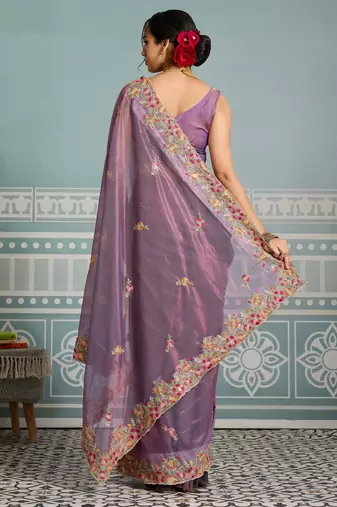 glamourous mustard embroidered black rangoli silk blend party wear saree with blouse