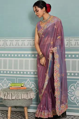 glamourous mustard embroidered black rangoli silk blend party wear saree with blouse