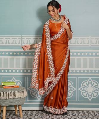 glamorous rani pink embroidered black rangoli silk blend bridal saree with blouse 2