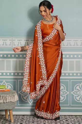 glamorous rani pink embroidered black rangoli silk blend bridal saree with blouse