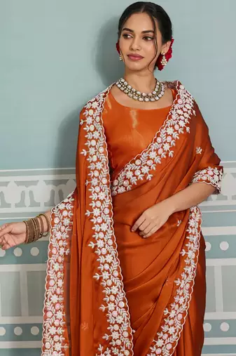 glamorous rani pink embroidered black rangoli silk blend bridal saree with blouse