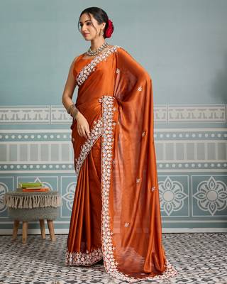 glamorous rani pink embroidered black rangoli silk blend bridal saree with blouse 5