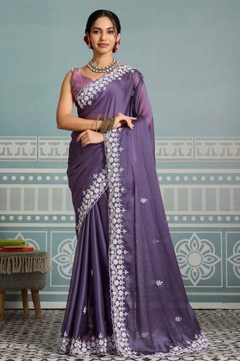 charming mustard embroidered twill net wedding saree with blouse