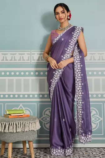 charming mustard embroidered twill net wedding saree with blouse