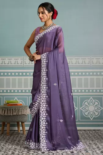 charming mustard embroidered twill net wedding saree with blouse