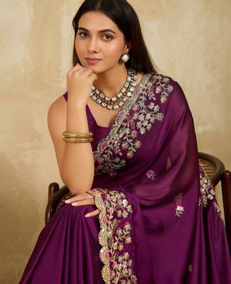 comely mustard embroidered black rangoli  silk blend  bridal saree with blouse 3