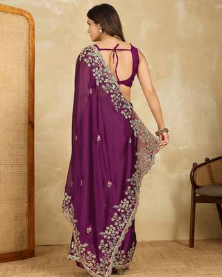 comely mustard embroidered black rangoli  silk blend  bridal saree with blouse 5