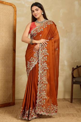 delightfully teal blue embroidered black rangoli  silk blend  traditional saree with blouse