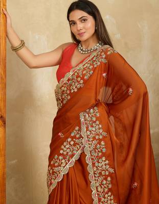 delightfully teal blue embroidered black rangoli  silk blend  traditional saree with blouse 2