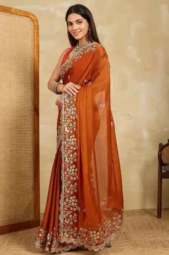 delightfully teal blue embroidered black rangoli  silk blend  traditional saree with blouse