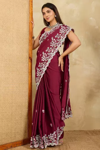 captivating teal green embroidered frendy chiffon party wear saree with blouse