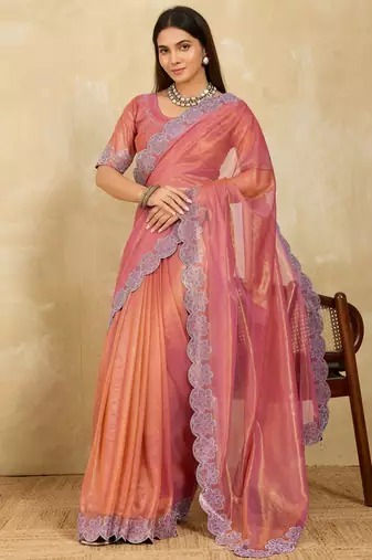 alluring light teal embroidered frendy chiffon party wear saree with blouse