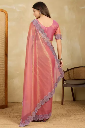alluring light teal embroidered frendy chiffon party wear saree with blouse