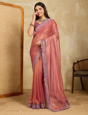 ravishing teal green embroidered frendy net traditional saree with blouse 1