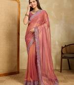 ravishing teal green embroidered frendy net traditional saree with blouse