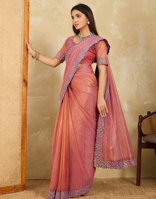 ravishing teal green embroidered frendy net traditional saree with blouse 3
