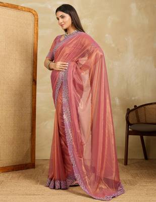 ravishing teal green embroidered frendy net traditional saree with blouse 4
